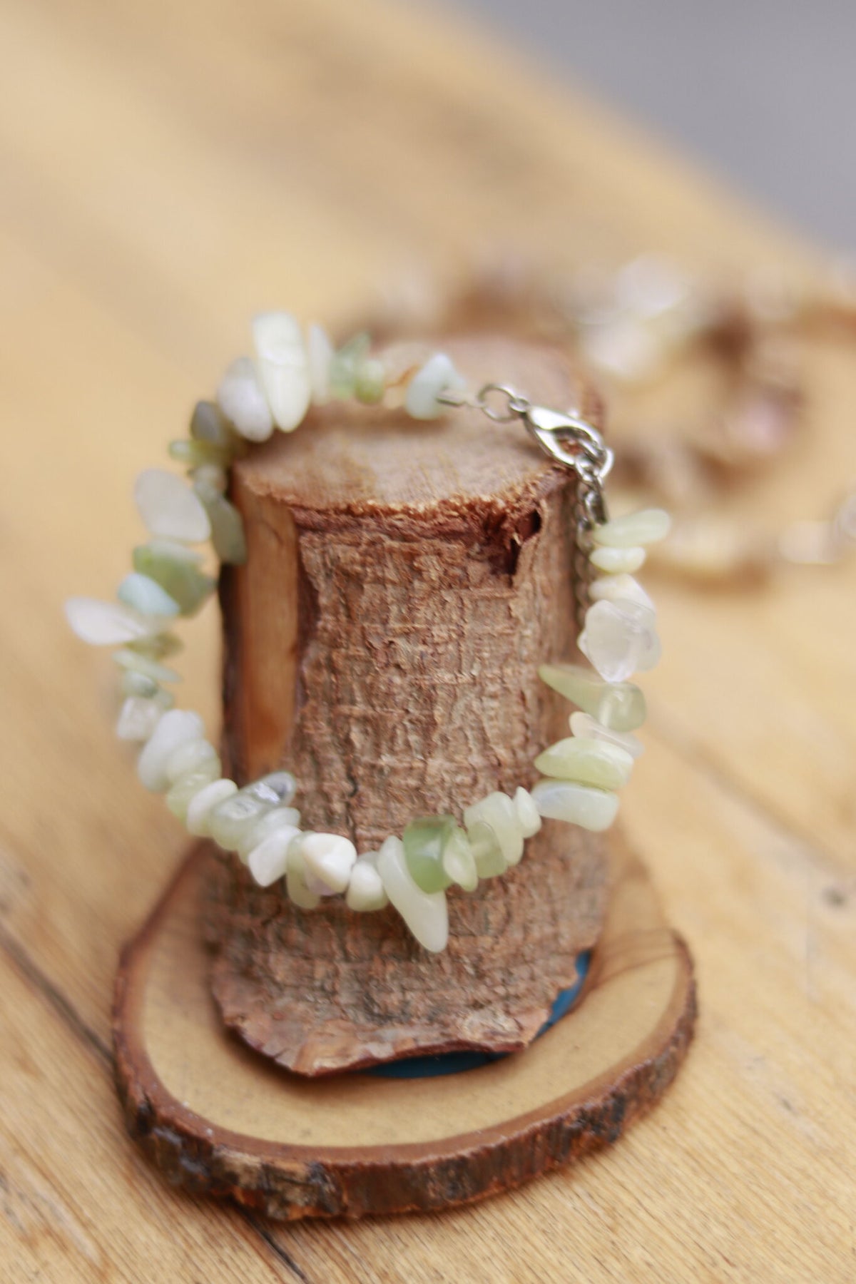 White and green Stones Bracelet